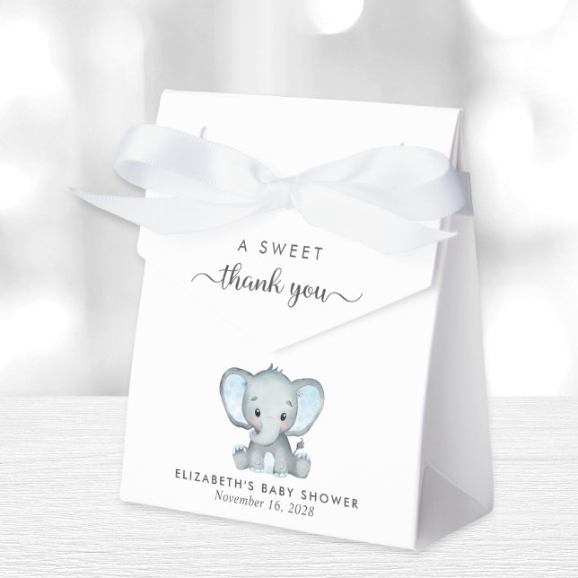 Cute Elephant Baby Boy Shower Thank You Favour Box (Creator Uploaded)
