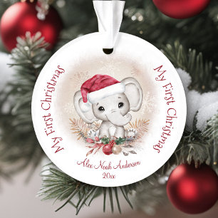Cute Elephant Baby First Christmas Boy Acrylic Ornament