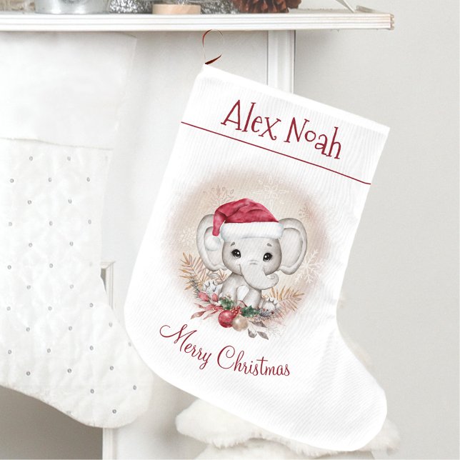 Cute Elephant Baby First Christmas Stocking (Cute Elephant Baby First Christmas Stocking)