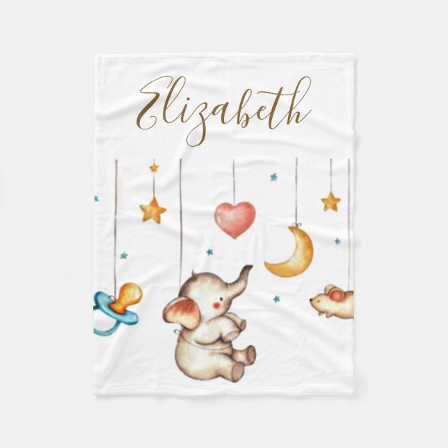 Cute Elephant baby  Fleece Blanket (Front)
