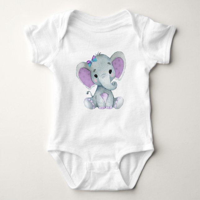 Cute elephant baby girl bodysuit (Front)