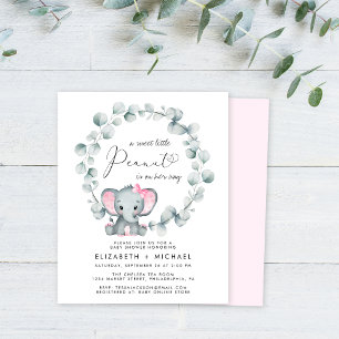 Cute Elephant Baby Girl Couples Shower Invitation