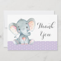 Cute Elephant Baby Girl Purple and Grey