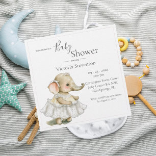 Cute Elephant Baby Girl Shower Invitation