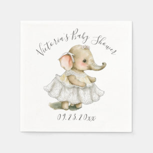Cute Elephant Baby Girl Shower Napkins