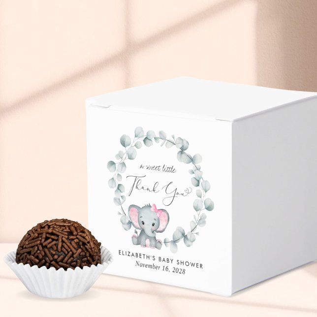 Cute Elephant Baby Girl Shower Thank You Favour Box (Creator Uploaded)