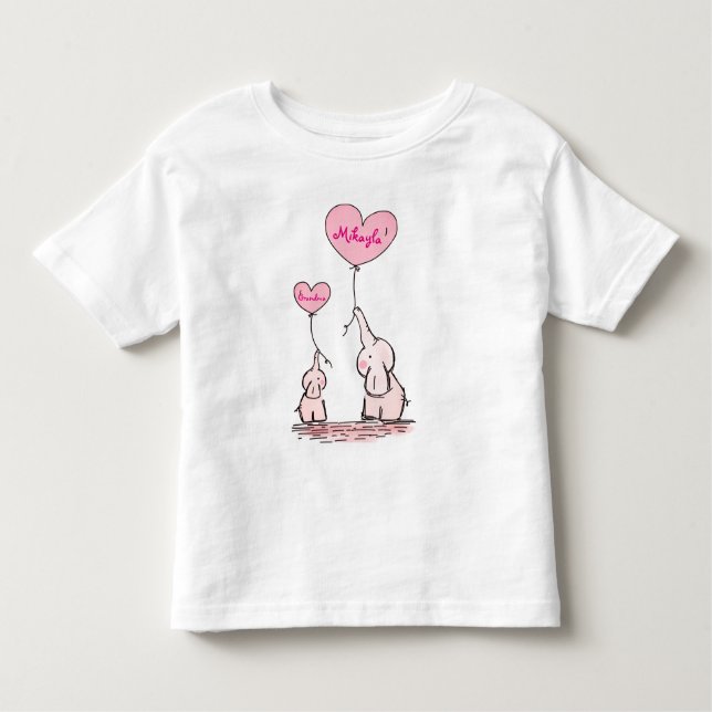 Cute Elephant  Baby Hold Balloons Toddler T-Shirt (Front)