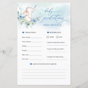 Cute elephant Baby Predictions and Advice game