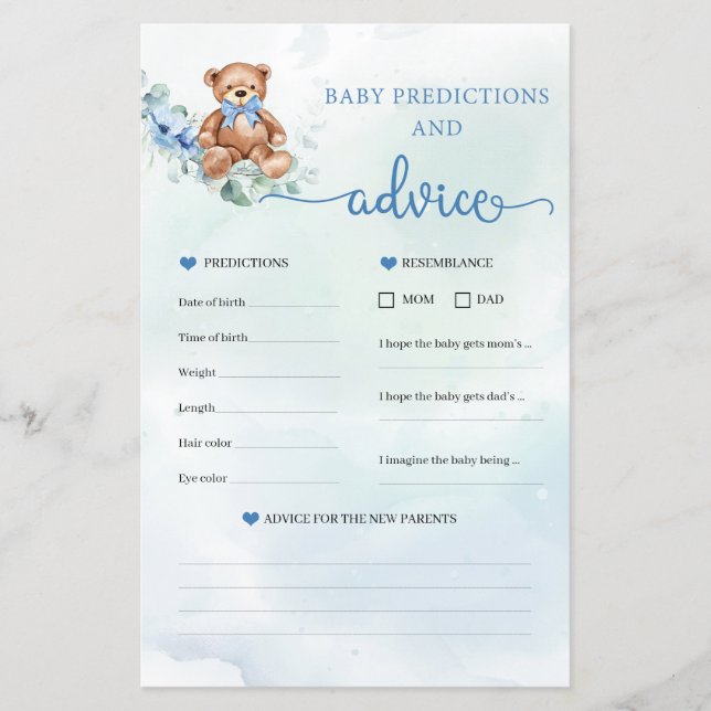 Cute elephant Baby Predictions and Advice game (Front)
