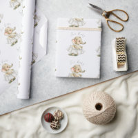 Cute Elephant Baby Script Baby Wrapping Paper