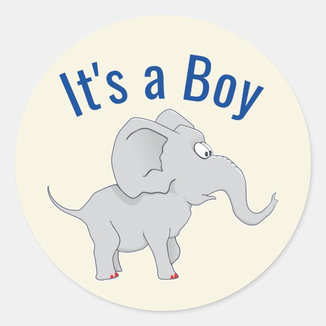 Cute Elephant Baby Shower Classic Round Sticker (Front)