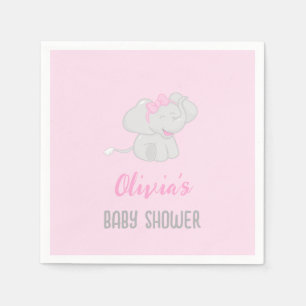 Cute Elephant Baby Shower Girl Napkin