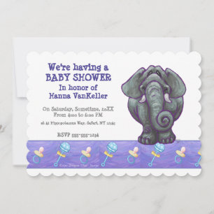 Cute Elephant Baby Shower Invitation