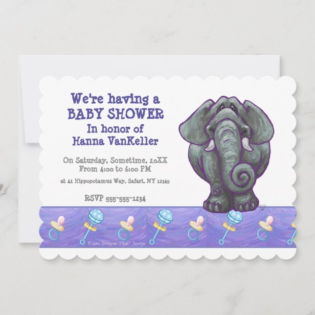 Cute Elephant Baby Shower Invitation (Front)