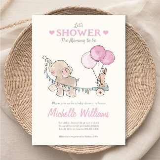 Cute Elephant Baby shower Invitation