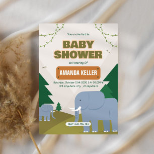 Cute Elephant Baby Shower Invitation