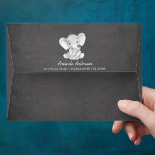 Cute Elephant Baby Shower Invitation Envelope
