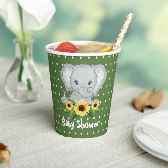 Cute Elephant Baby Shower Paper Cups (Insitu)