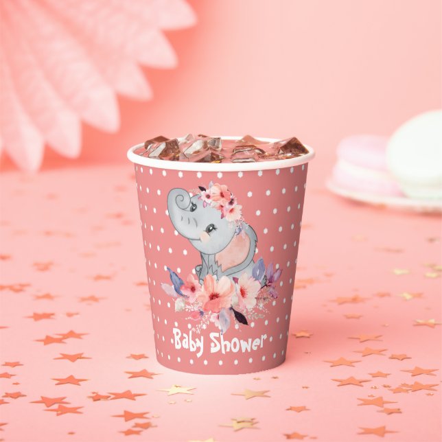 Cute Elephant Baby Shower Paper Cups (Insitu)