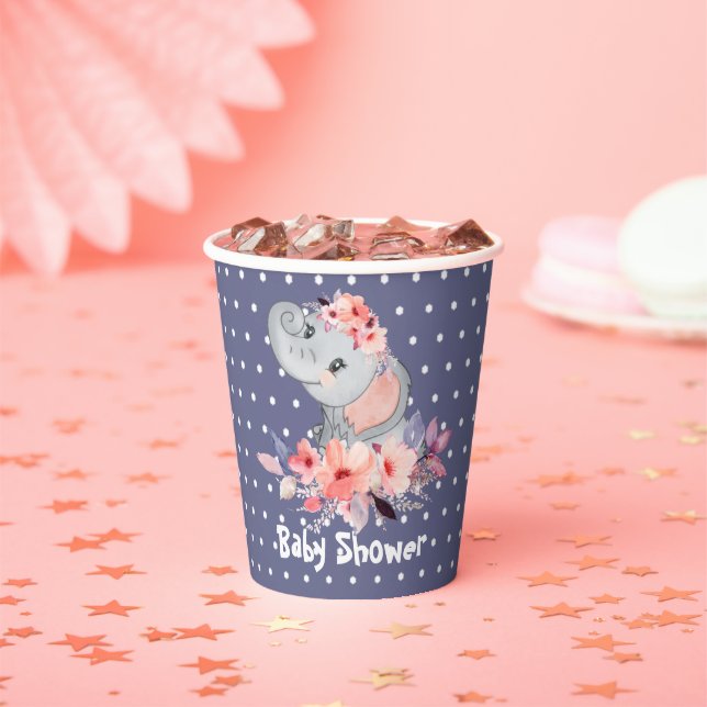Cute Elephant Baby Shower Paper Cups (Insitu)