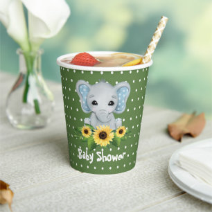 Cute Elephant Baby Shower Paper Cups