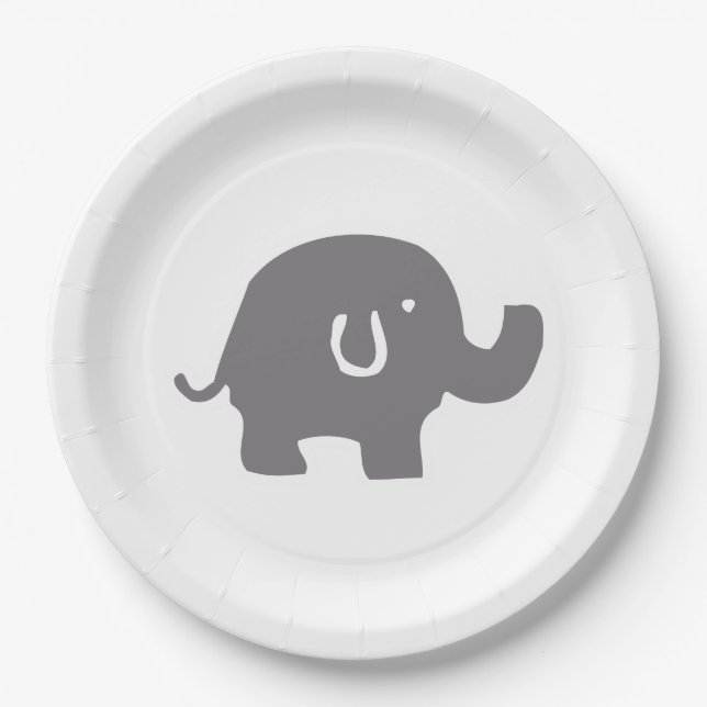 Cute Elephant Baby Shower Paper Plates (Front)
