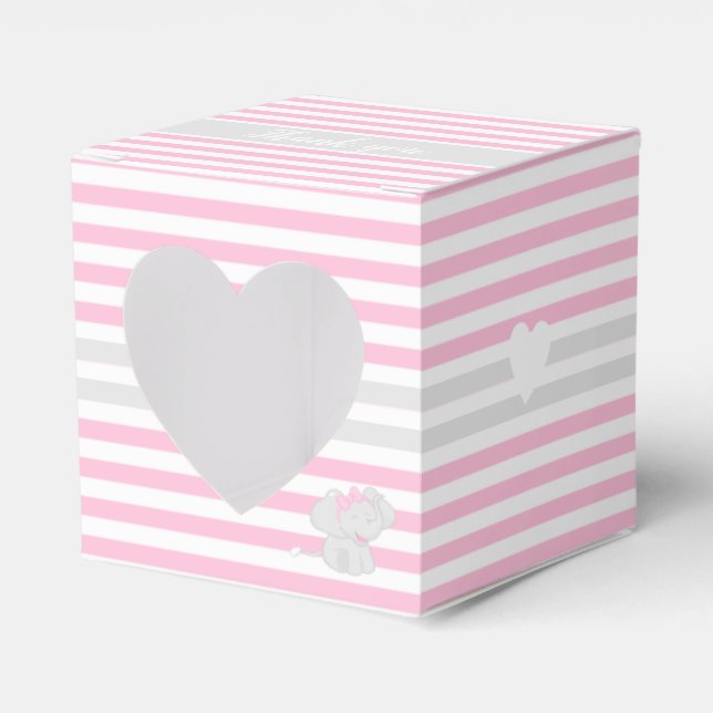 Cute Elephant Baby Shower Pink  Favour Box (Front Side)
