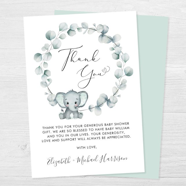 Cute Elephant Baby Shower Thank You Card (Creator Uploaded)