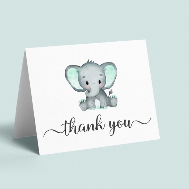 Cute Elephant Baby Shower Thank You Card (Creator Uploaded)