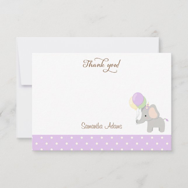 Cute Elephant Baby Shower Thank You Card (Front)