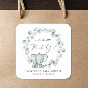 Cute Elephant Baby Shower Thank You Square Sticker