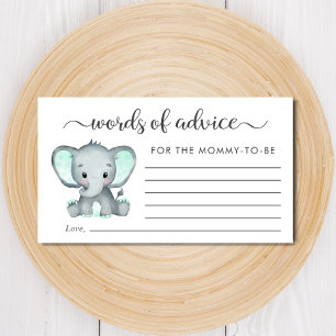 Cute Elephant Baby Shower Words of Advice Enclosure Card