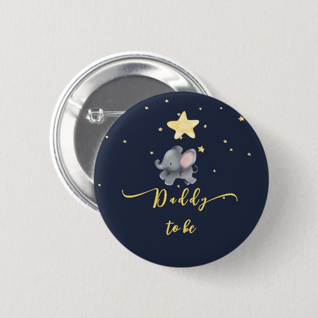 Cute Elephant & Balloon Daddy-to-be Button (Front & Back)