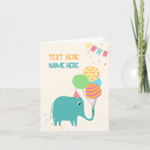 Cute elephant balloons card