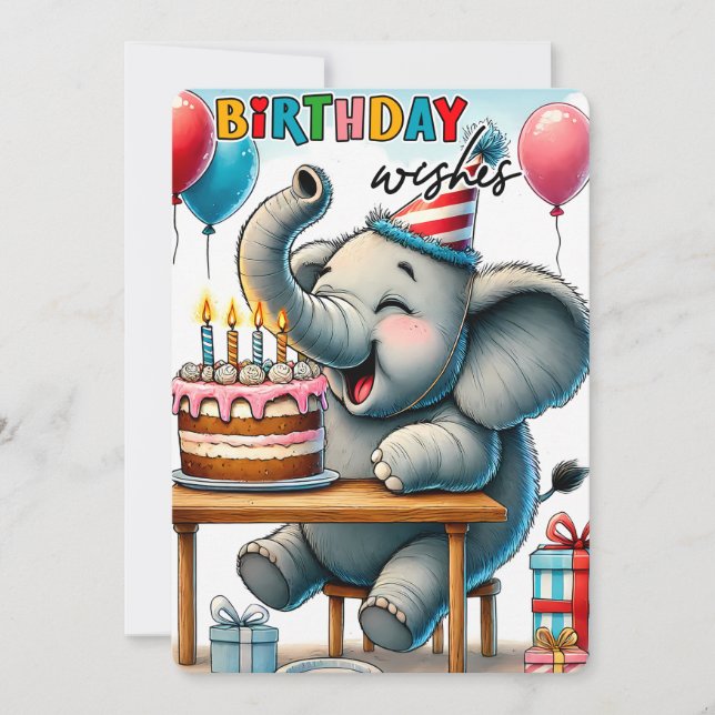 Cute Elephant Birthday Card (Front)
