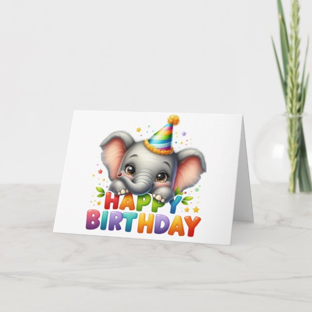 Cute Elephant Birthday Card  (Front)