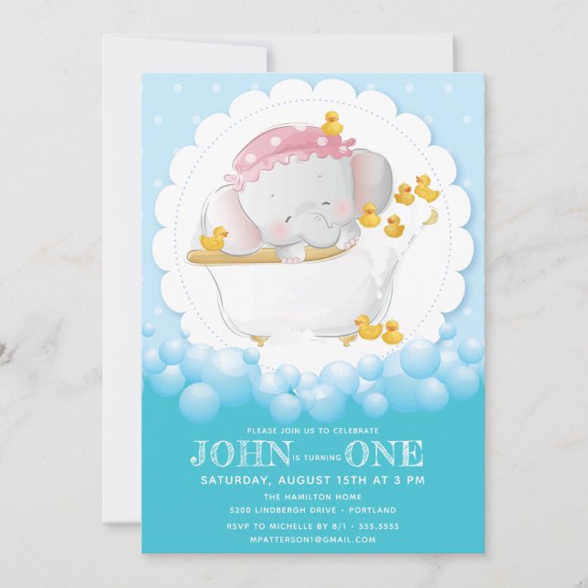 Cute Elephant Birthday Invitation (Front)