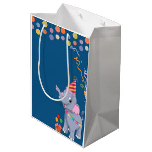 Cute Elephant Birthday  Medium Gift Bag