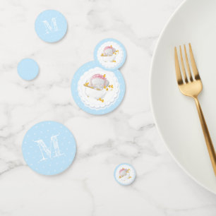 Cute Elephant Birthday Monogram Confetti