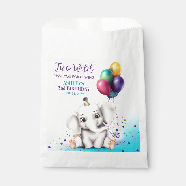 Cute Elephant Birthday Party Favour Bags (Front)