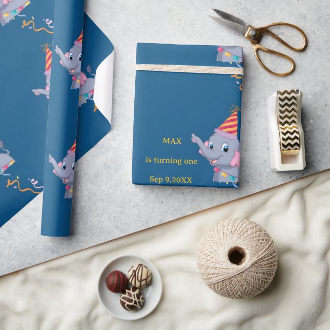 Cute Elephant Birthday  Wrapping Paper (Crafts)