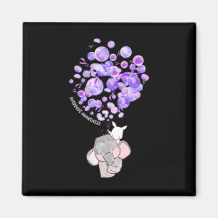 Cute Elephant Blowing Up Purple Balloons Overdose Magnet