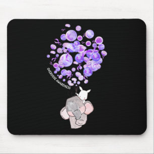 Cute Elephant Blowing Up Purple Balloons Overdose Mouse Pad