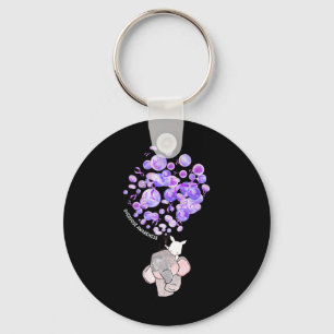 Cute Elephant Blowing Up Purple Lloons Overdose Aw Key Ring