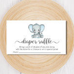 Cute Elephant Blue Diaper Raffle Baby Shower Enclosure Card<br><div class="desc">Cute baby boy shower diaper raffle enclosure card with "diaper raffle" in a stylish soft grey script with swashes and a pastel blue watercolor of a baby boy elephant. Underneath you can easily personalise your diaper raffle wording.</div>