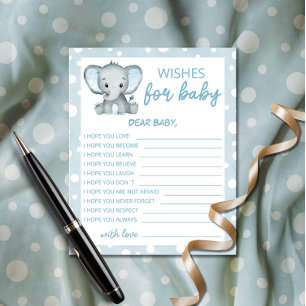 Cute Elephant blue Wishes for Baby card
