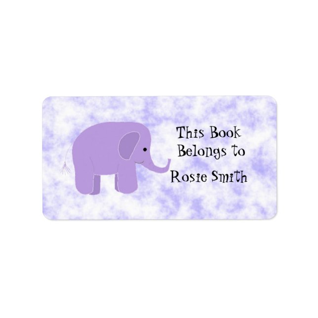 Cute Elephant Bookplate Label (Front)