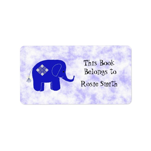 Cute Elephant Bookplate Label (Front)