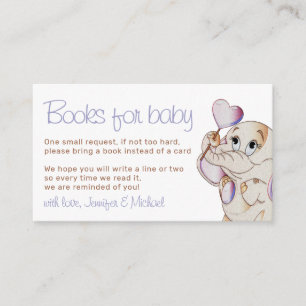 Cute Elephant Books for Baby Shower Enclosure Card