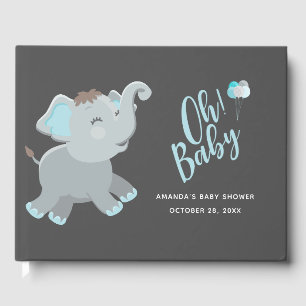 Cute Elephant Boy Baby Shower Guest Book